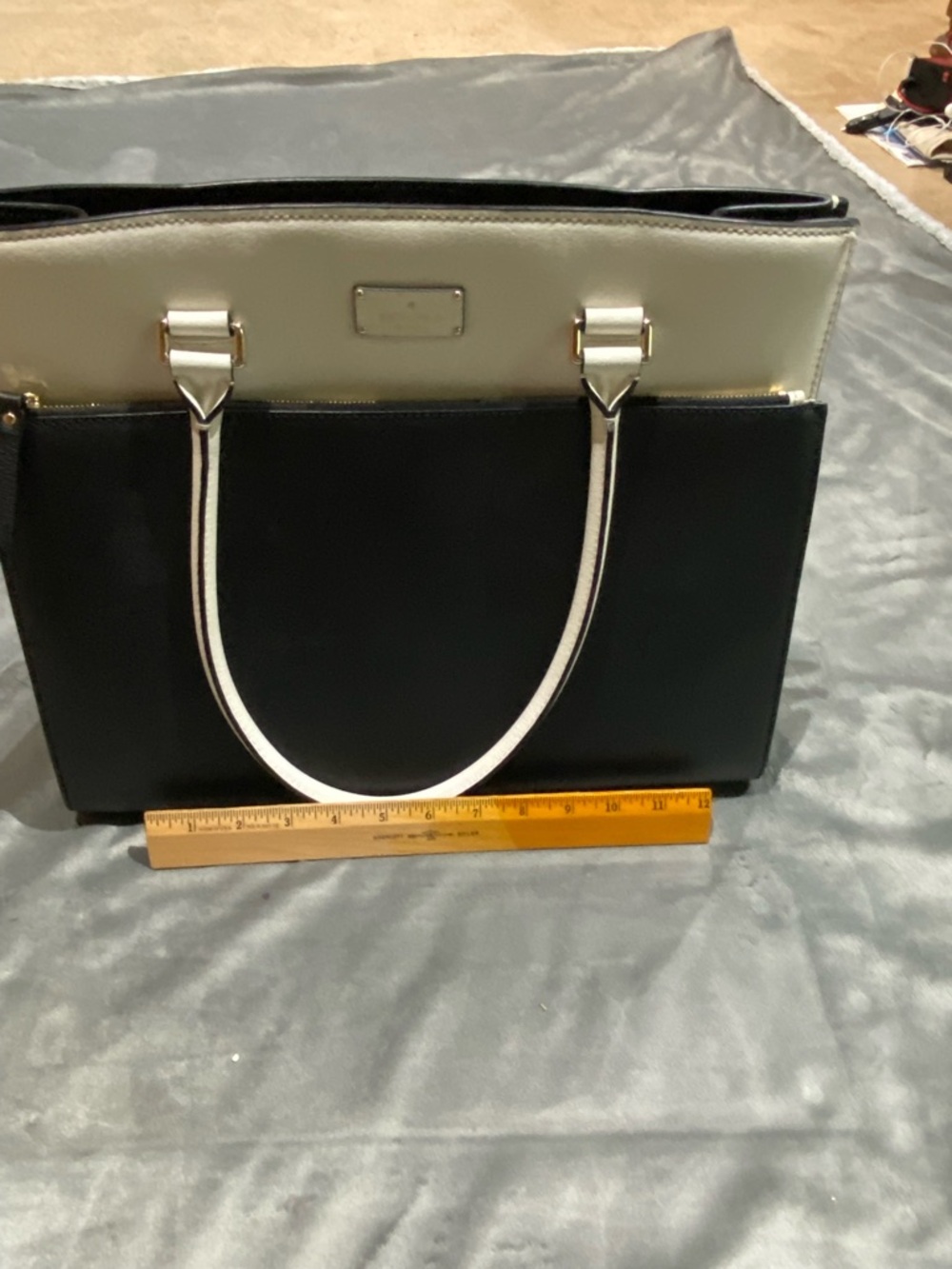 kate spade Two-Tone Black and Cream Structured Tote - Picture 7 of 16